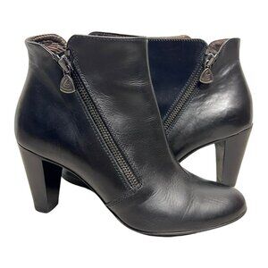 AGL Leather Ankle Boots Made in Italy Black Moto Boots Booties Zipper Size 37.5